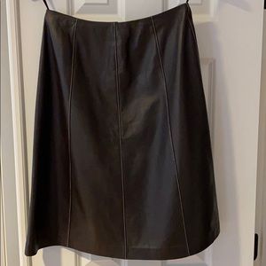 Buttery chocolate leather St. John A-line skirt.